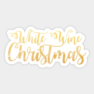 'White Wine Christmas' Phrase in Gold Sticker